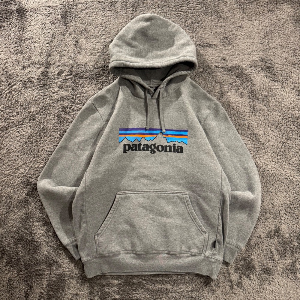 Patagonia Mens P-6 Logo Uprisal Hoody Gravel Heather Grey Large Pullover Hoodie